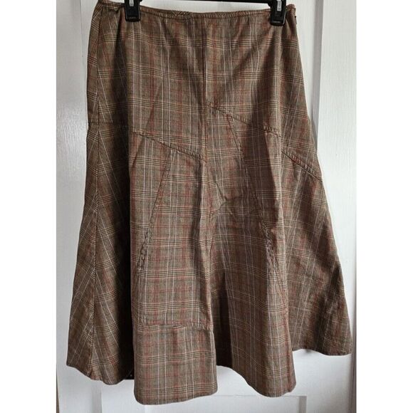 Talbots PETITES stretch plaid flare cotton midi skirt women‎ Sz10 - Picture 1 of 9